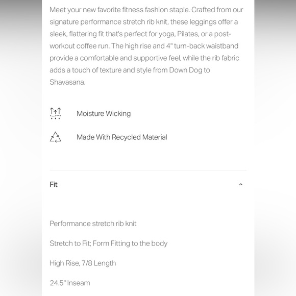 Vuori Inversion Rib Leggings - Picture 3 of 3